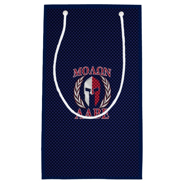 Sacola Para Presentes Pequena Molon Labe Spartan Warrior Fibra de Carbono (Frente)