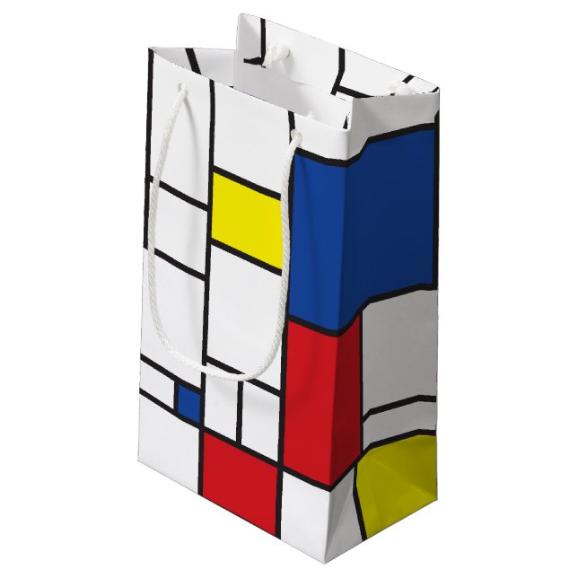 Sacola Para Presentes Pequena Mondrian Minimalist Geométrico De Stijl Modern Art (Verso inclinado)