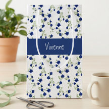 Monograma Aquarela de Flor Silvestre Verde Azul Co