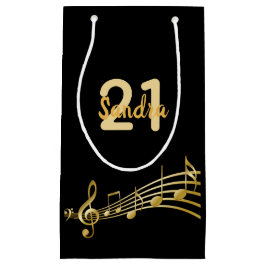 Sacola Para Presentes Pequena Monograma das notas de ouro preto festa de anivers