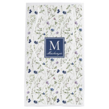 Monograma de Aquarela de Flor Silvestre Azul