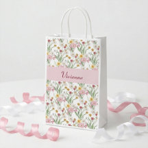 Monograma de Aquarela de Flor Silvestre Rosa Verde