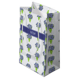 Sacola Para Presentes Pequena Monograma de Listra de Hortênsia Azul