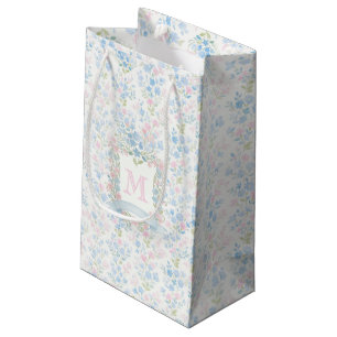 Sacola Para Presentes Pequena Monograma Floral Grandmillennial Personalizado
