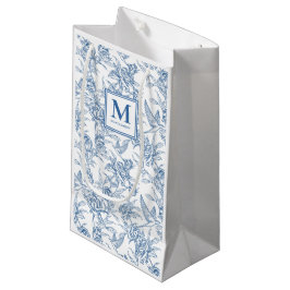 Sacola Para Presentes Pequena Monograma Francês Toile Azul
