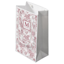 Sacola Para Presentes Pequena Monograma Francês Toile Vermelho
