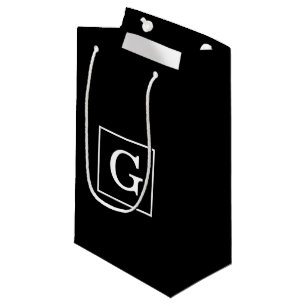 Sacola Para Presentes Pequena Monograma inicial com quadro branco preto