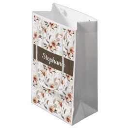 Sacola Para Presentes Pequena Monograma Pequeno de Acuarela de Flor Silvestre Ro