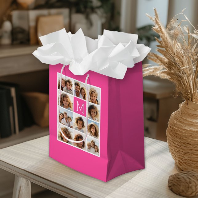 Sacola Para Presentes Pequena Monograma Personalizado de Colagem de Fotos do Ins (Custom Gift Bag)