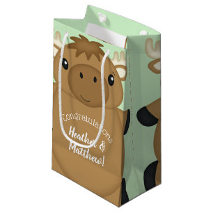 Sacola Para Presentes Pequena Moose Chá de fraldas Verde