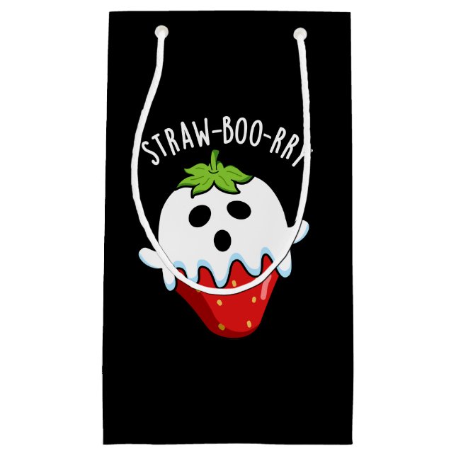 Sacola Para Presentes Pequena Morango Engraçado Morango Escuro BG (Frente)