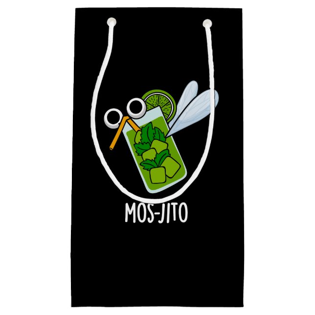Sacola Para Presentes Pequena Mos-jito Funny Mojito Drink Pun Dark BG (Frente)