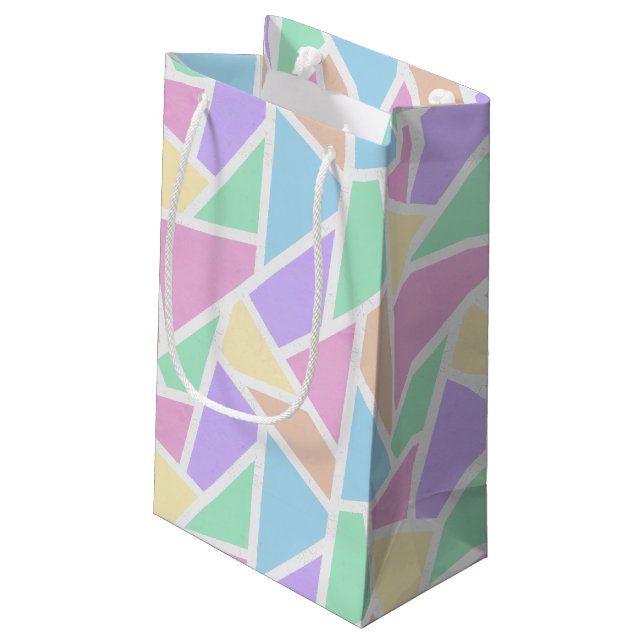 Sacola Para Presentes Pequena Mosaico arco-íris de pastel (Verso inclinado)