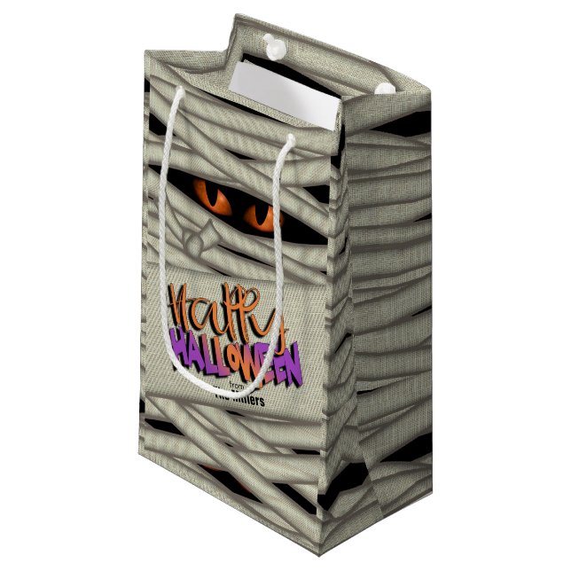 Sacola Para Presentes Pequena Mummy Eyes Halloween Orange ID685 (Frente inclinada)