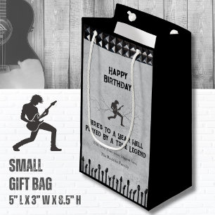 Sacola Para Presentes Pequena Músico de Grunge Silver Feliz Aniversário