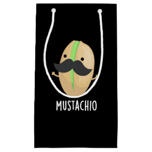 Sacola Para Presentes Pequena Mustachio Funny Pistachio Mustache Pun Dark BG