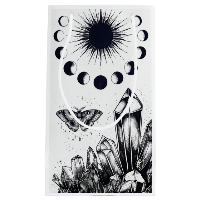 Sacola Para Presentes Pequena Mystic Moon Phases and Crystals  (Frente)