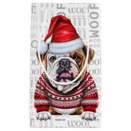 Sacola Para Presentes Pequena Na moda Bulldog e Woof Word Art Natal