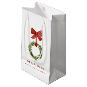 Sacola Para Presentes Pequena Na moda Greenery de Natal Arco Vermelho