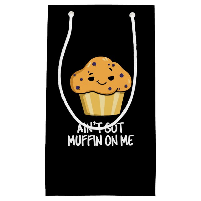 Sacola Para Presentes Pequena Não tenho muffin em mim, engraçado Muffin Pun Dark (Frente)