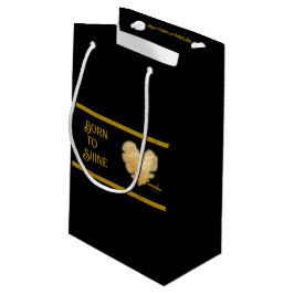 Sacola Para Presentes Pequena Nascer para Brilhar preto e Dourado grande saco de