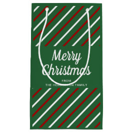 Sacola Para Presentes Pequena Natal clássico das faixas verdes