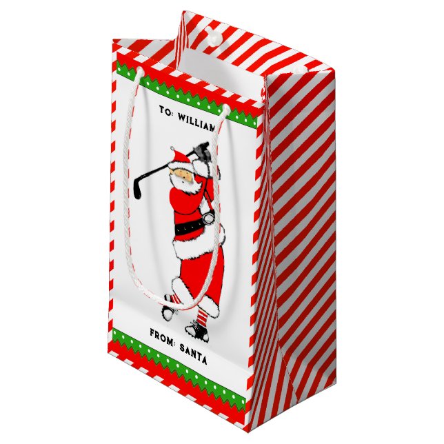 Sacola Para Presentes Pequena Natal de Golfe (Frente inclinada)