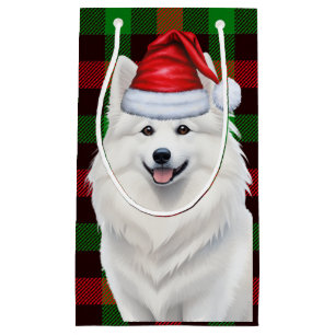Sacola Para Presentes Pequena Natal de Xadrez de Férias de Cachorro Eskimo Ameri