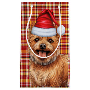 Sacola Para Presentes Pequena Natal de Xadrez de Férias Terrier Dog