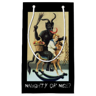 Sacola Para Presentes Pequena Natal do Demônio de Cavalo Krampus Rocking no Nata