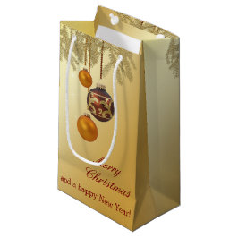 Sacola Para Presentes Pequena Natal do Ouro Elegante