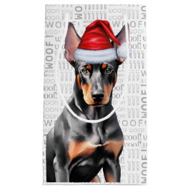 Sacola Para Presentes Pequena Natal elegante e engraçado para amantes de Doberma