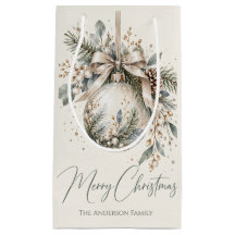 Natal Feliz com Enfeite de Aquarela Personalizado