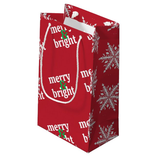 Sacola Para Presentes Pequena Natal "Feliz e Brilho" (Verso inclinado)