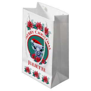 Sacola Para Presentes Pequena Natal Llama E Wreath Com Texto Pequeno Presente Ba