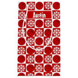 Sacola Para Presentes Pequena Natal Personalizado do Jogador de Basquete Vermelh