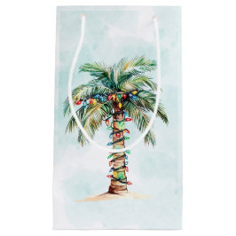 Sacola Para Presentes Pequena Natal Praiano Feriado com Palmeira