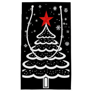 Sacola Para Presentes Pequena Natal preto e vermelho