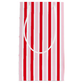 Sacola Para Presentes Pequena Natal Rosa Vermelho Listrado Moderno