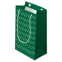 Sacola Para Presentes Pequena Natalina Retro Verde Brilhante Linhas Onduladas Na