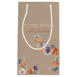 Sacola Para Presentes Pequena Negócios de Design Floral - Boho Rústico Elegante