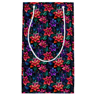 Sacola Para Presentes Pequena Neon Christmas Poinsettias