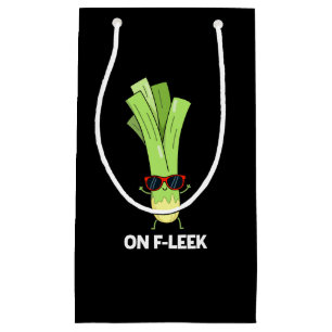 Sacola Para Presentes Pequena No Fleek Funny Veggie Leek Pun Dark BG