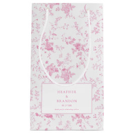 Sacola Para Presentes Pequena Noiva Clássica Vintage Floral Rosa Casamento