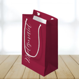 Sacola Para Presentes Pequena Noiva Damas de Honra Casamento Vinho Vermelho Escr