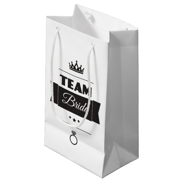 Sacola Para Presentes Pequena Noiva de Equipe (Frente inclinada)