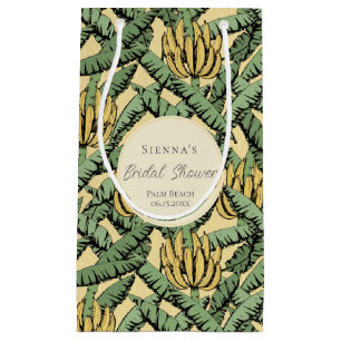 Sacola Para Presentes Pequena Noiva Folhas de Banana Amarela Tropical