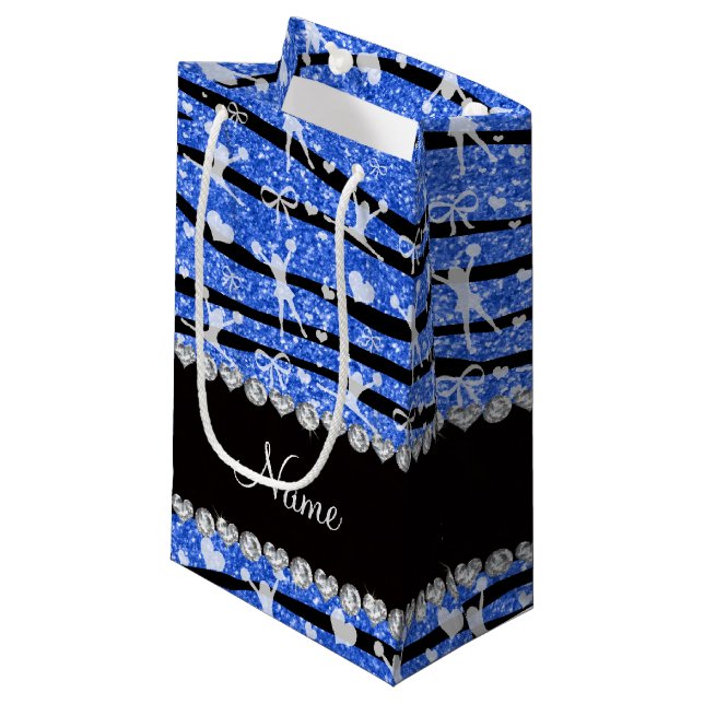 Sacola Para Presentes Pequena Nome azul de stripes zebra zebra (Frente inclinada)