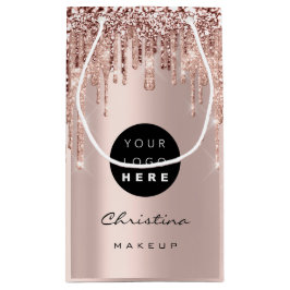 Sacola Para Presentes Pequena Nome das unidades de brilho do Rosa Blush Glitter 