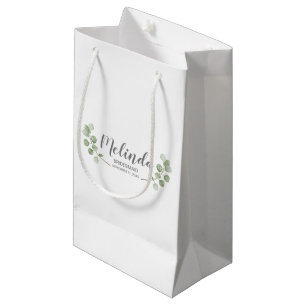 Sacola Para Presentes Pequena Nome de Bridesmaid Personalizado Eucalyptus Waterc